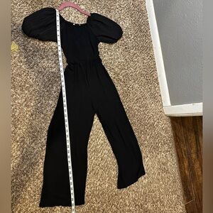 Girls Black Puff Sleeve Jumpsuit size Small